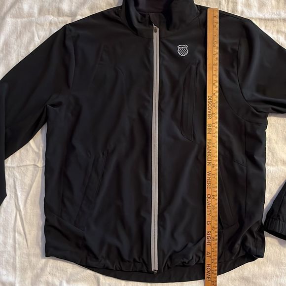 K-SWISS Black Zip-Up Lightweight Vented Reflection Tape Jacket, Size Men’s Large - Picture 10 of 16